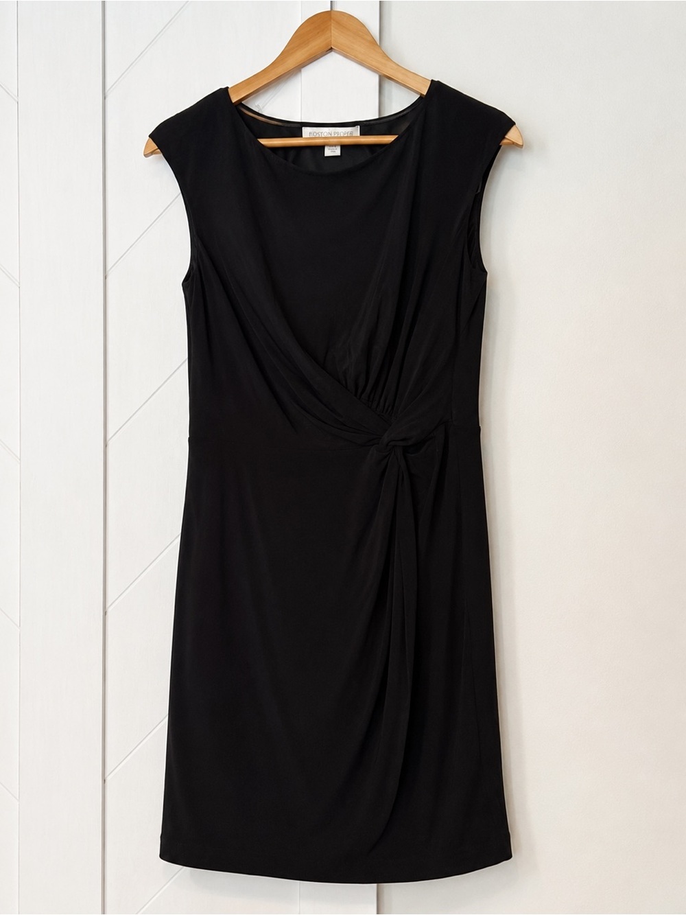 Boston Proper Black Faux Wrap Sheath Dress Size 8 Career Cocktail